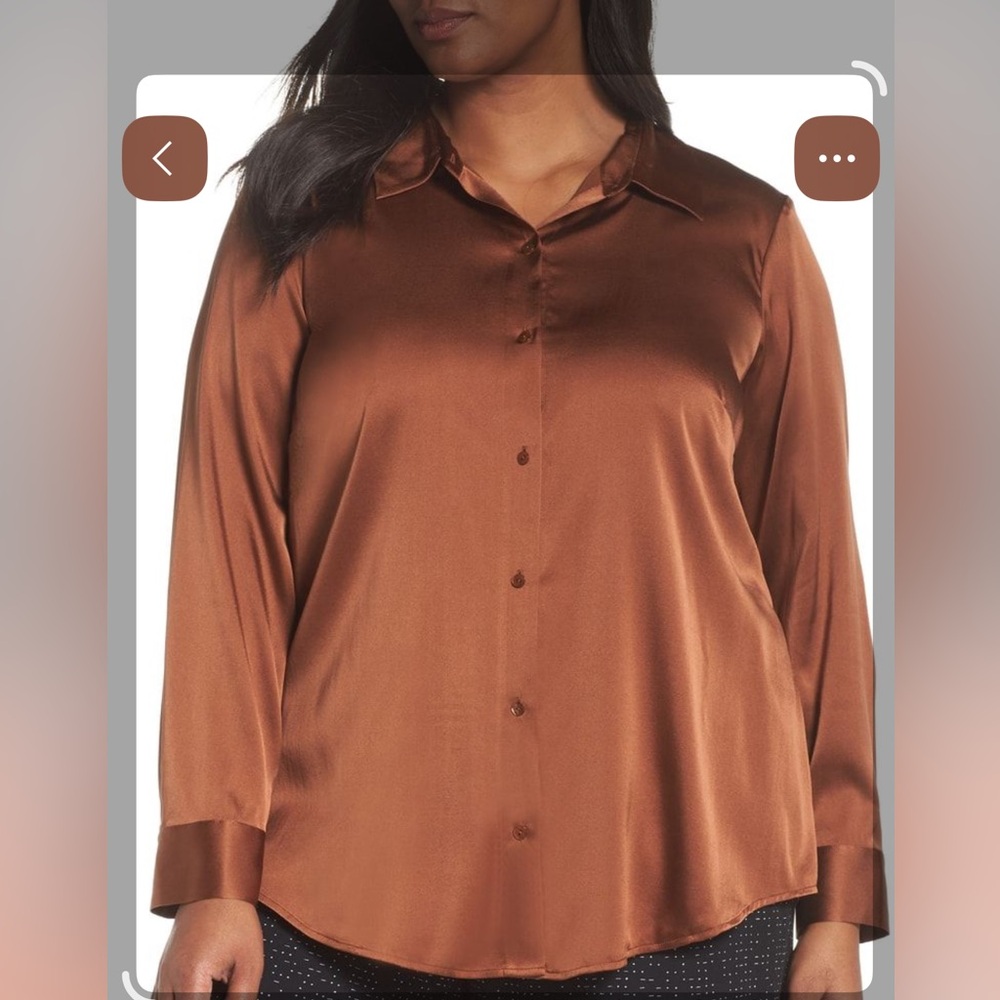 Eileen Fisher Elegant Classic Brown Button-Down Shirt